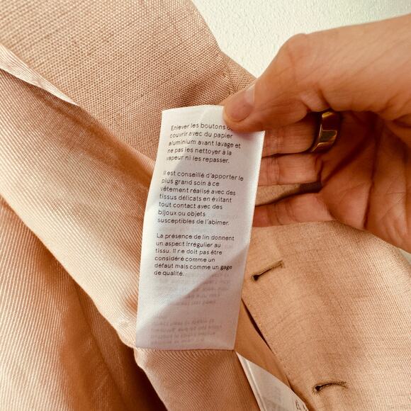 Stella McCartney Light Peach Front Button Viscose Linen Blazer Jacket 42 - Picture 10 of 14